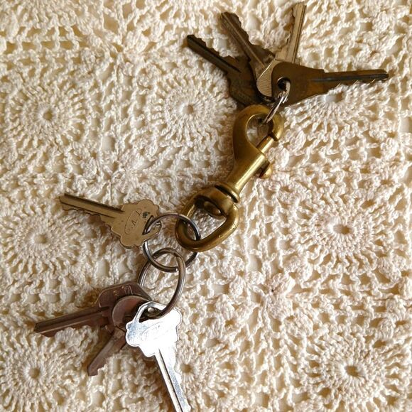 Vintage 3" Solid Brass Heavy Swivel Lobster Hook Spring Clasp with KEYS - Picture 1 of 11